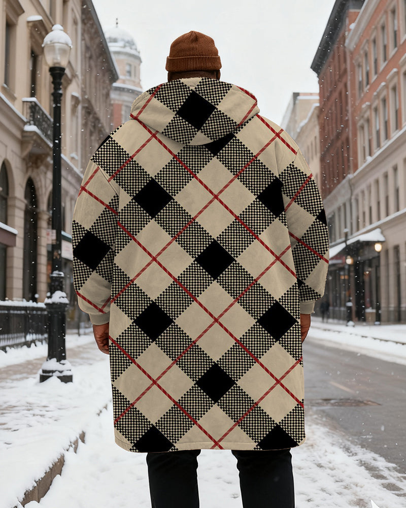 Big & Tall Black Plaid Hoodie for big men view 3