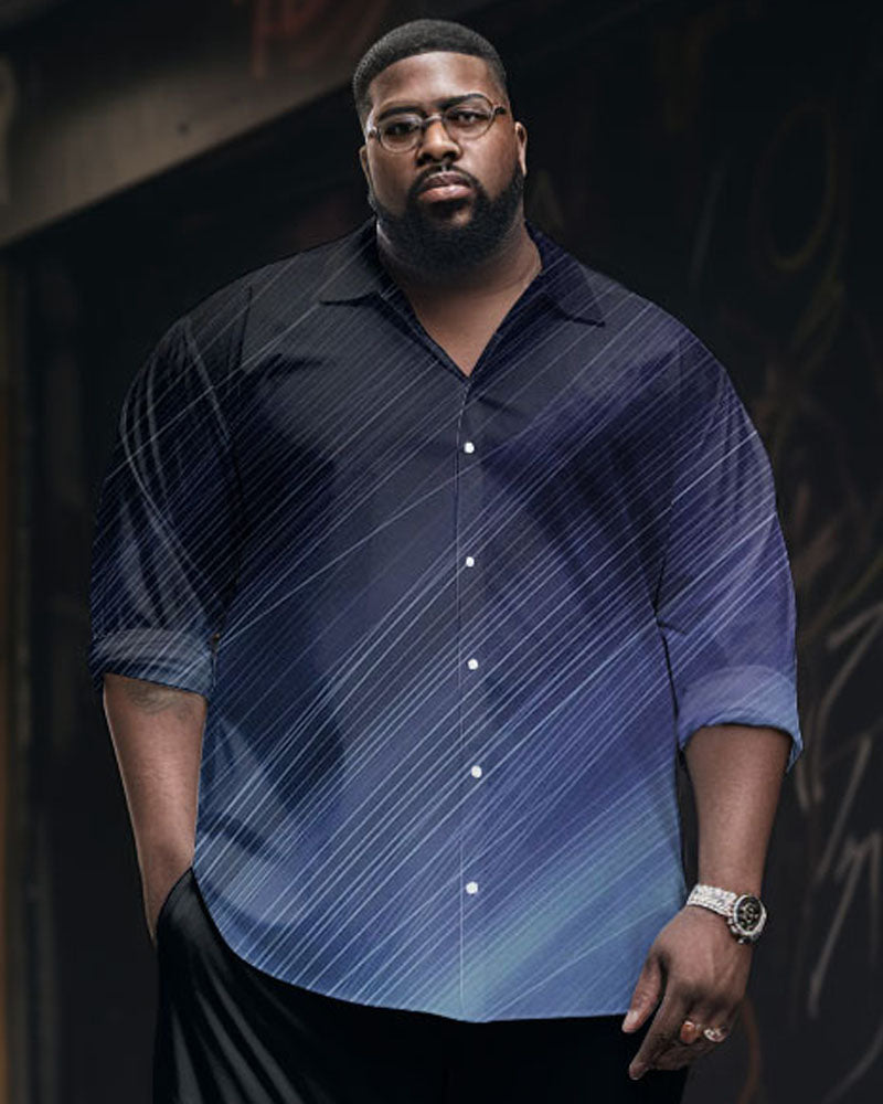 Big & Tall Gradient Business Casual T-Shirt Pants Set for big men view 2