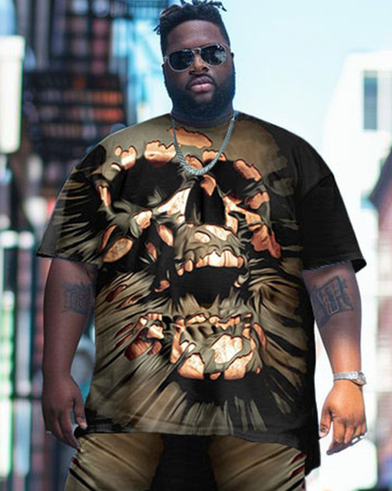 Big & Tall Geometric Graphic T-Shirt Shorts Set for big men view 2