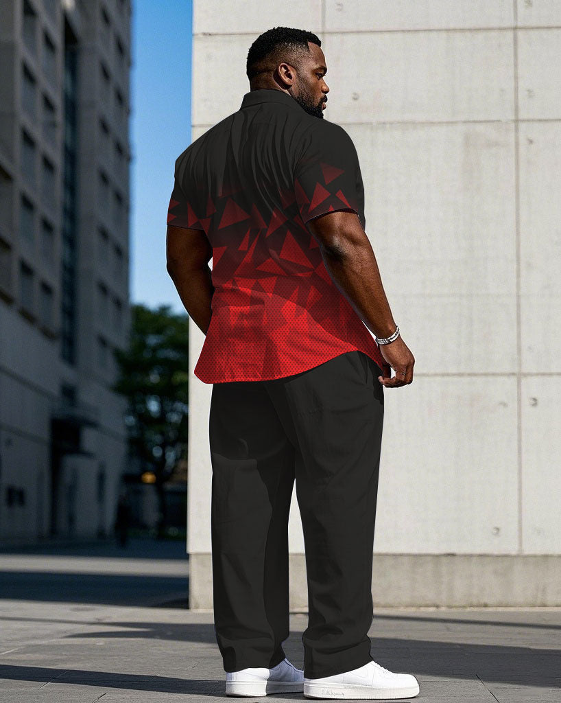 Big & Tall Black Red Gradient T-Shirt Pants Set for big men view 4