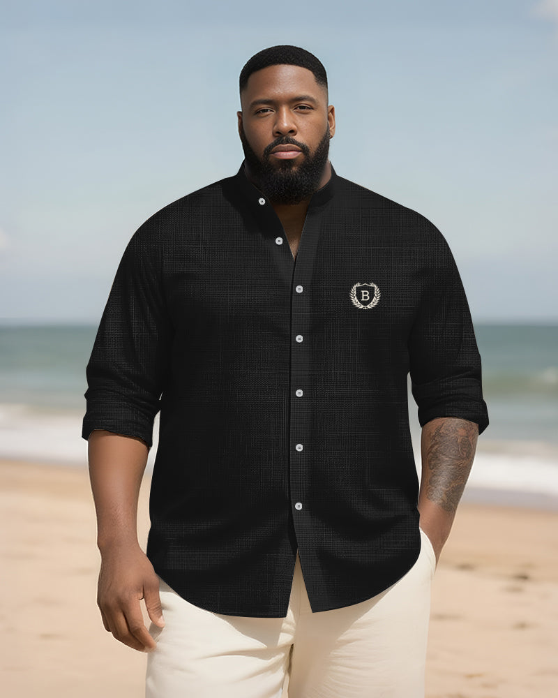 Big & Tall Graphic Patchwork Long Sleeve Shirt for big men view 7