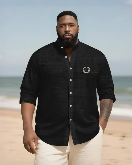 Big & Tall Graphic Patchwork Long Sleeve Shirt for big men view 1