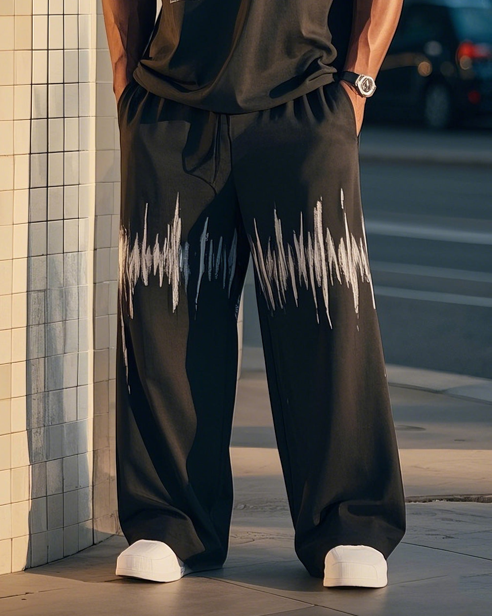 Big & Tall Colorblock Vest Pants Set for big men view 3