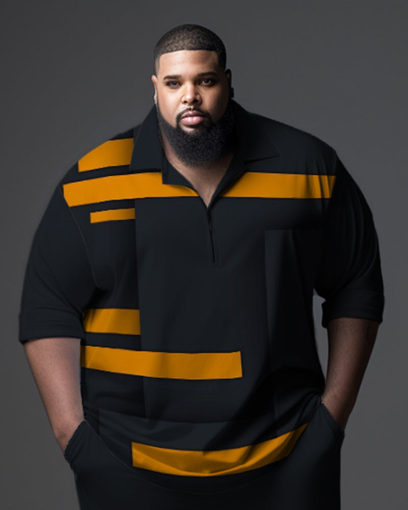 Big & Tall Colorblock Polo Pants Set for big men view 2