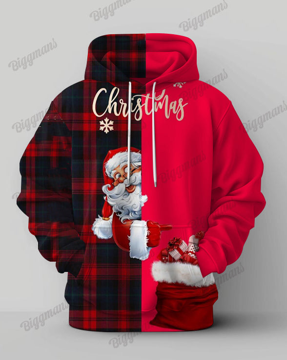 Big & Tall Colorblock Plaid Hoodie Sweatpants Set for big men view 4