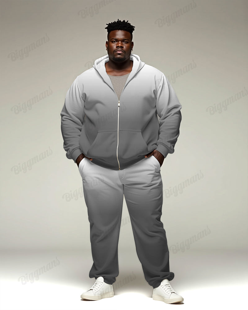 Big & Tall Gray Gradient Hoodie Sweatpants Set for big men view 1