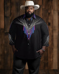 Big & Tall Western Denim Graphic Long Sleeve Shirt for big men
