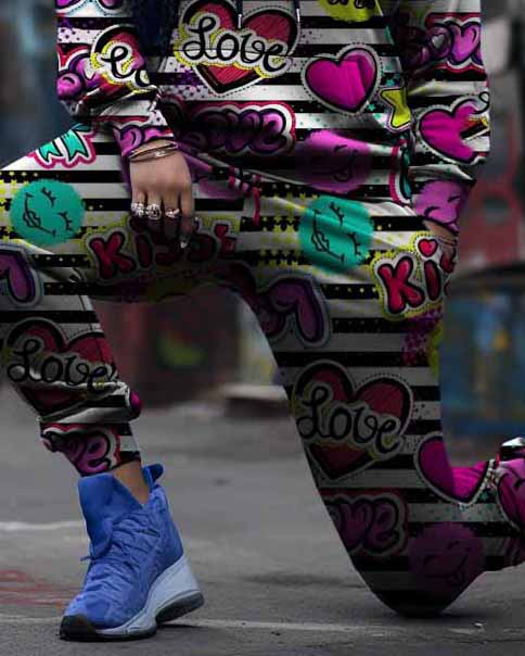 Big & Tall Striped Graffiti Hoodie Sweatpants Set for big men view 3