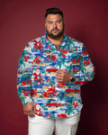 Big & Tall Hawaiian Tropical Long Sleeve Shirt for big men view 1