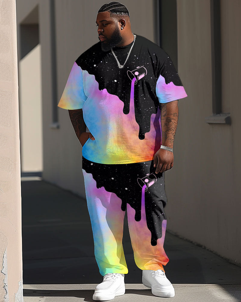 Big & Tall Graphic Streetwear Two-piece Set for big men view 1