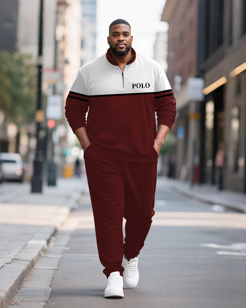 Big & Tall Red Striped Two-piece Set for big men view 1