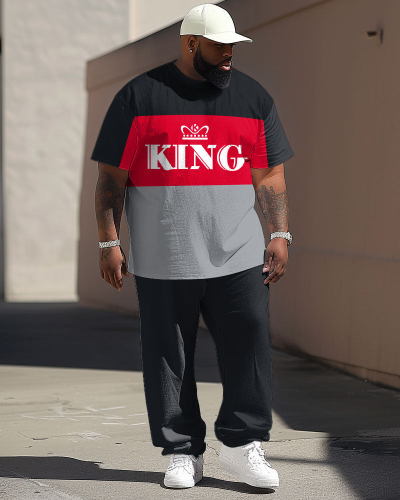 Big & Tall Colorblock Graphic T-Shirt Pants Set for big men view 1