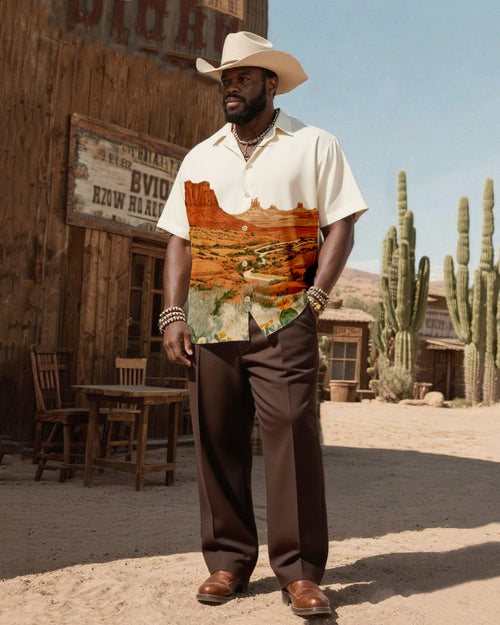Big & Tall Western T-Shirt Pants Set for big men view 1