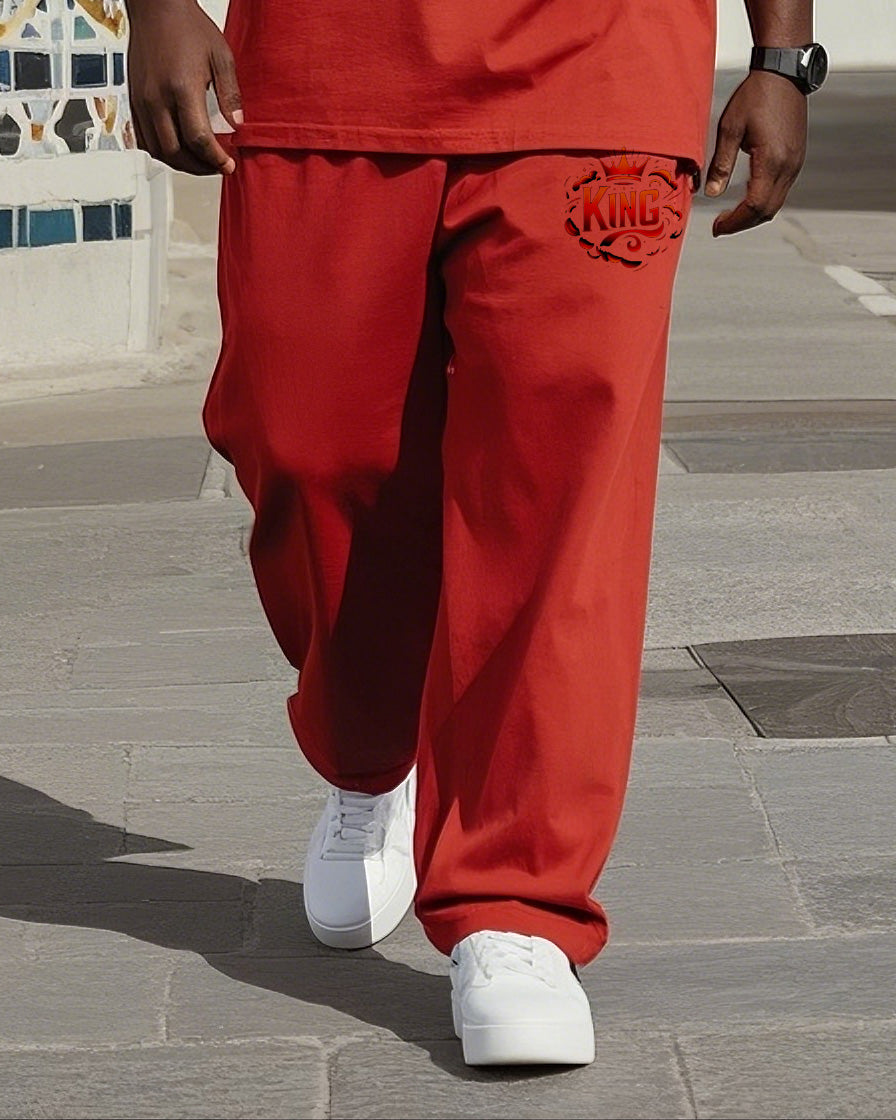Big & Tall Black Red Juneteenth Two-piece Set for big men view 3