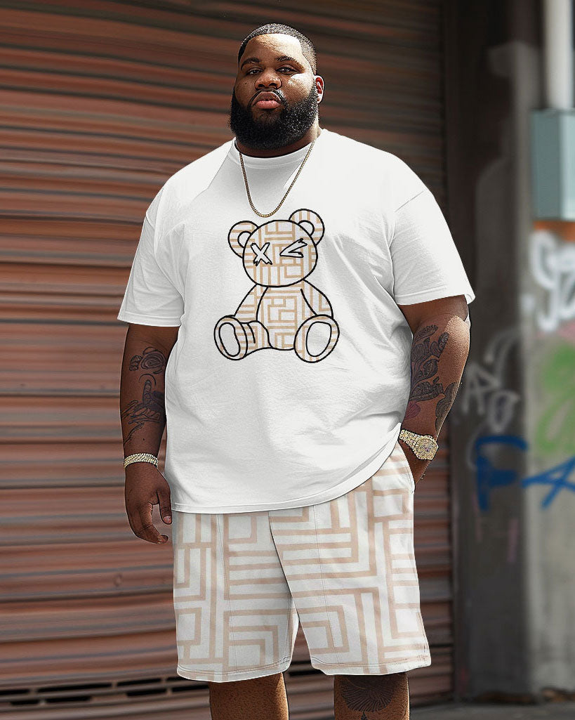 Big & Tall Geometric Graphic T-Shirt Shorts Set for big men view 1