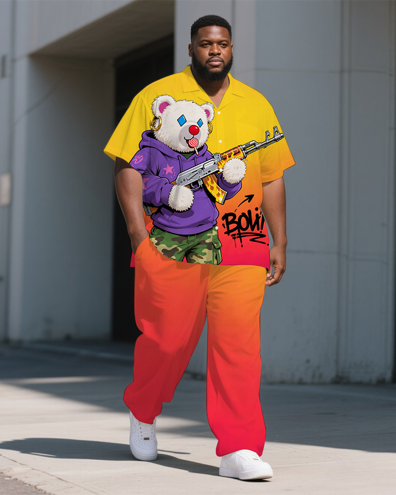 Big & Tall Gradient T-Shirt Pants Set for big men view 1