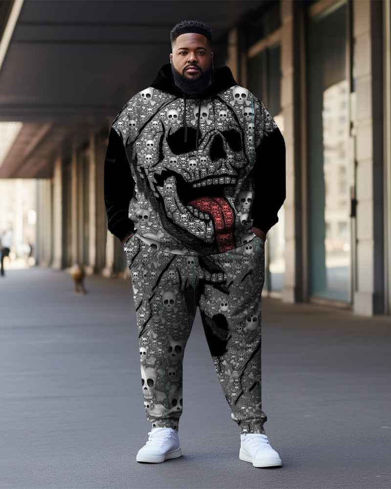 Big & Tall Colorblock Graffiti Hoodie Sweatpants Set for big men view 1