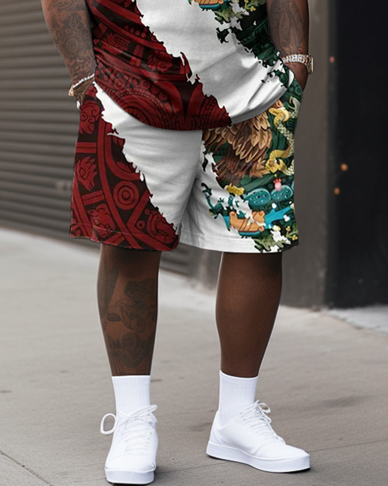 Big & Tall Graphic Streetwear T-Shirt Shorts Set for big men view 3
