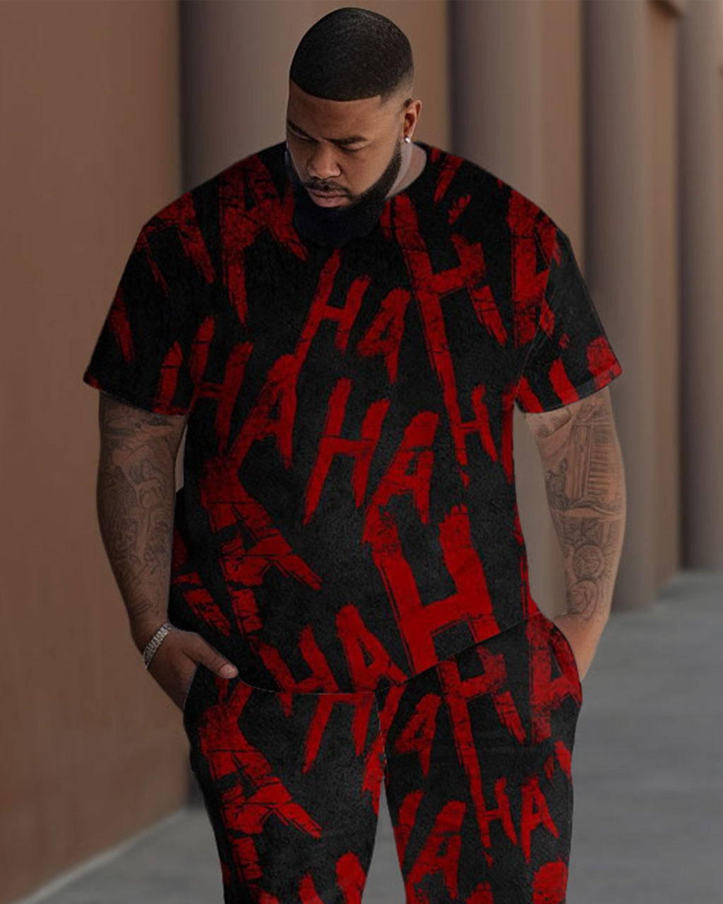 Big & Tall Graphic T-Shirt Pants Set for big men view 2