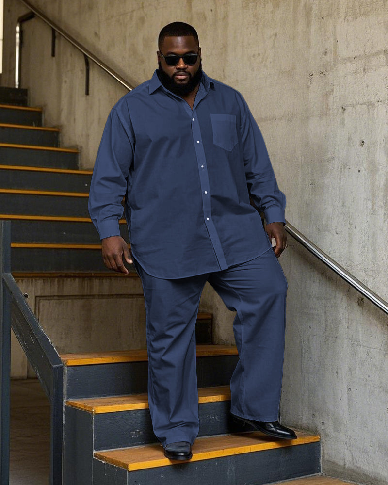Big & Tall Solid Color T-Shirt Pants Set for big men view 3