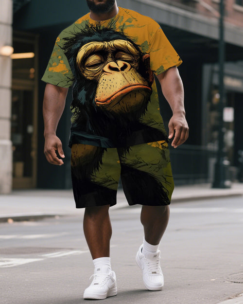 Big & Tall Splash Ink T-Shirt Shorts Set for big men view 1