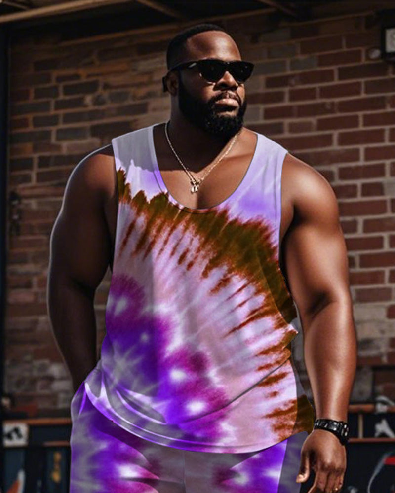 Big & Tall Purple Streetwear Vest Pants Set for big men view 2