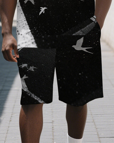 Big & Tall Graffiti Polo Shorts Set for big men view 3
