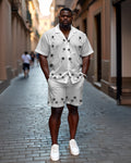 Big & Tall White Hawaiian T-Shirt Shorts Set for big men view 1