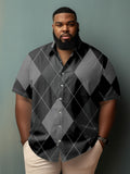Big & Tall Black Plaid Short Sleeve Shirt for big men