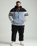 Big & Tall Colorblock Striped Hoodie Sweatpants Set for big men view 1