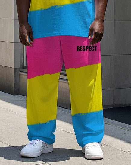Big & Tall Colorblock Graphic T-Shirt Pants Set for big men view 3
