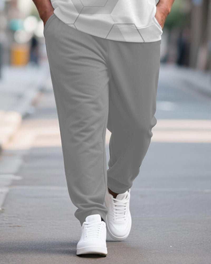 Big & Tall Gray Geometric Two-piece Set for big men view 3