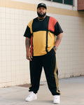 Big & Tall Striped T-Shirt Pants Set for big men view 1