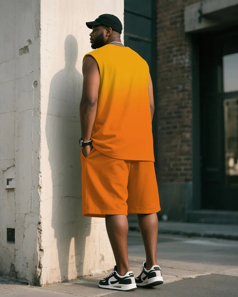 Big & Tall Orange Yellow Gradient Two-piece Set for big men view 4