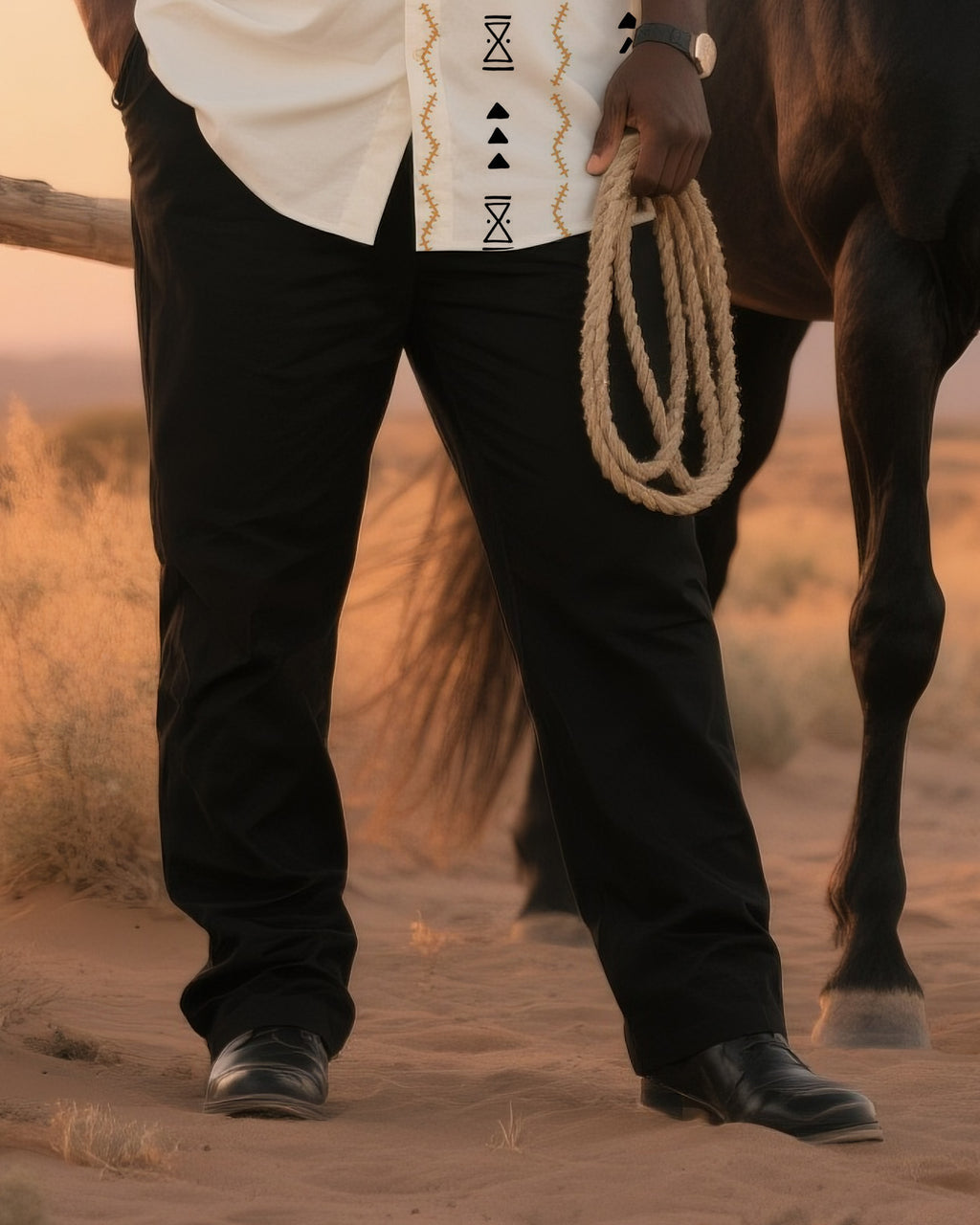 Big & Tall Western T-Shirt Pants Set for big men view 3