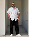 Big & Tall White Hawaiian T-Shirt Pants Set for big men view 1