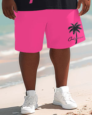 Big & Tall Hawaiian Tropical T-Shirt Shorts Set for big men view 4