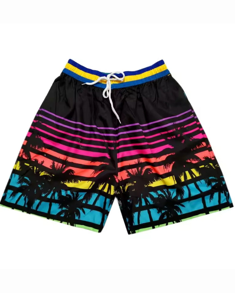 Big & Tall Black Hawaiian Gradient Shorts for big men