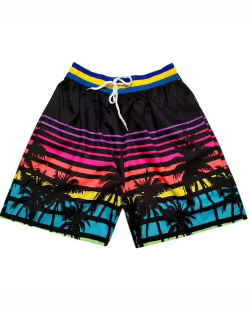 Big & Tall Black Hawaiian Gradient Shorts for big men