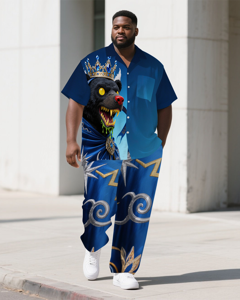 Big & Tall Graphic Vintage T-Shirt Pants Set for big men view 1