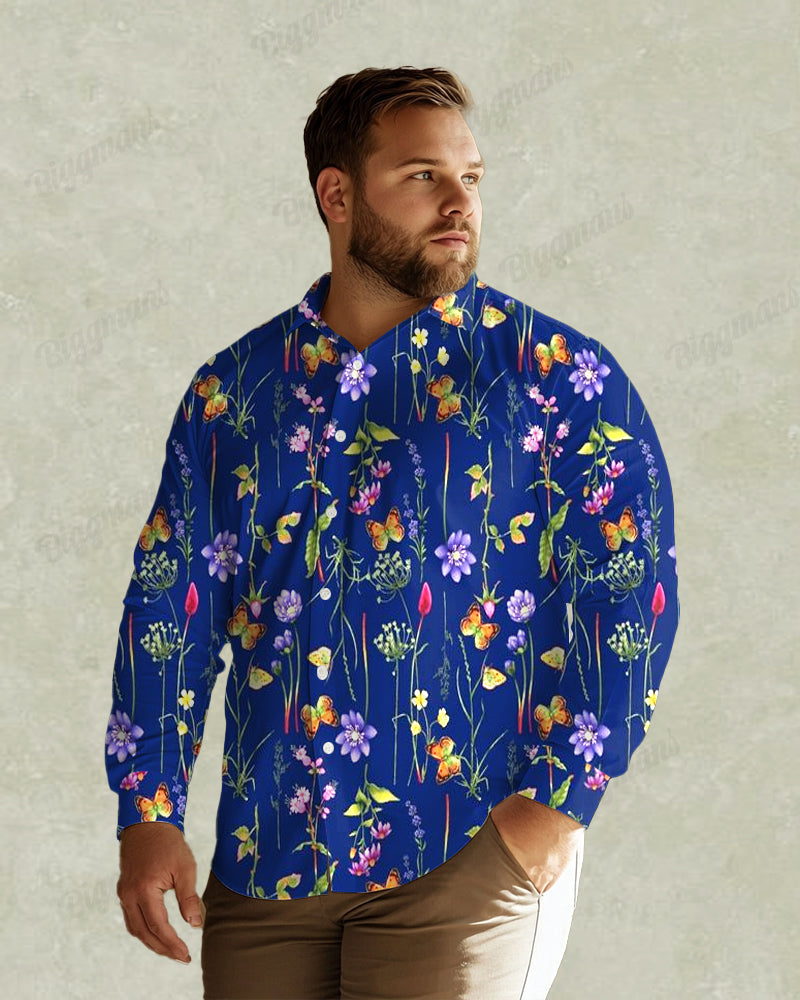 Big & Tall Blue Streetwear Long Sleeve Shirt for big men view 1