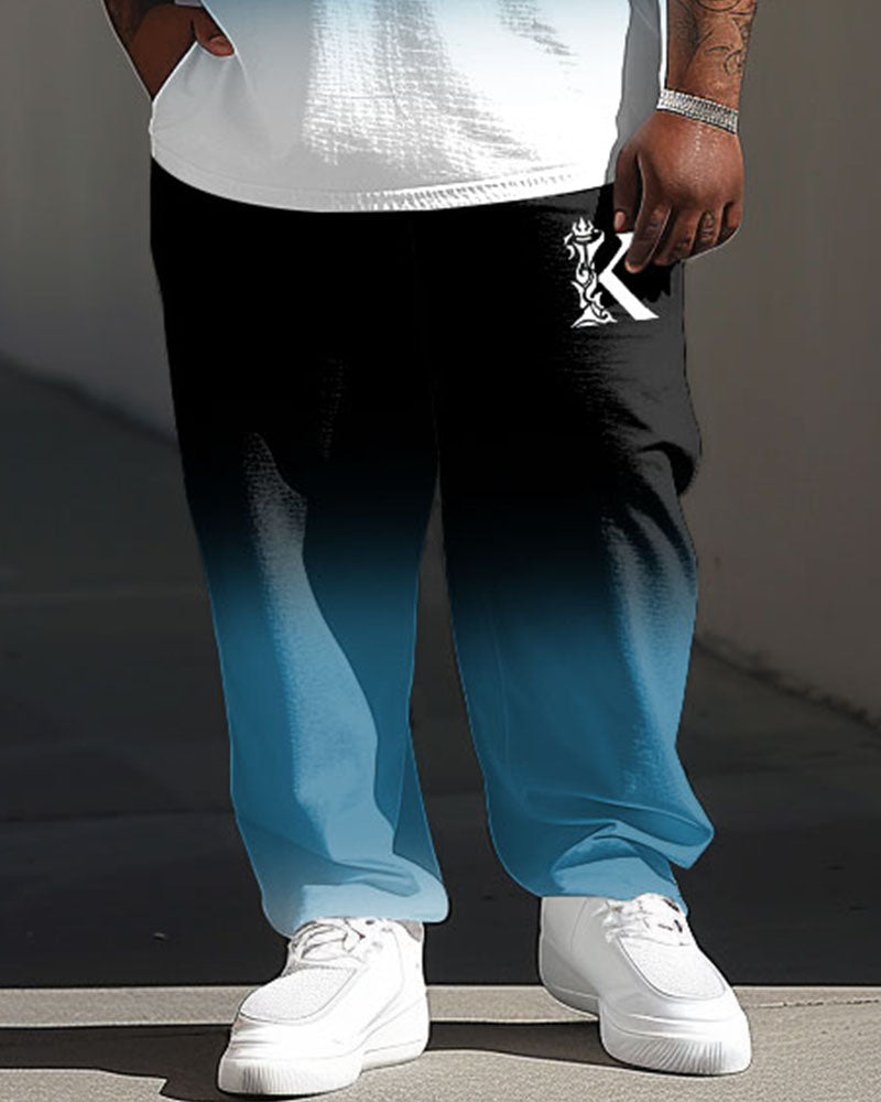 Big & Tall Gradient Graphic T-Shirt Pants Set for big men view 3