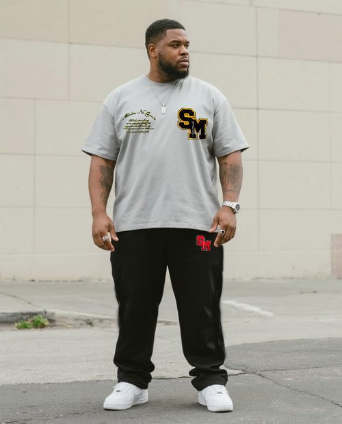 Big & Tall Graphic Streetwear Two-piece Set for big men view 1