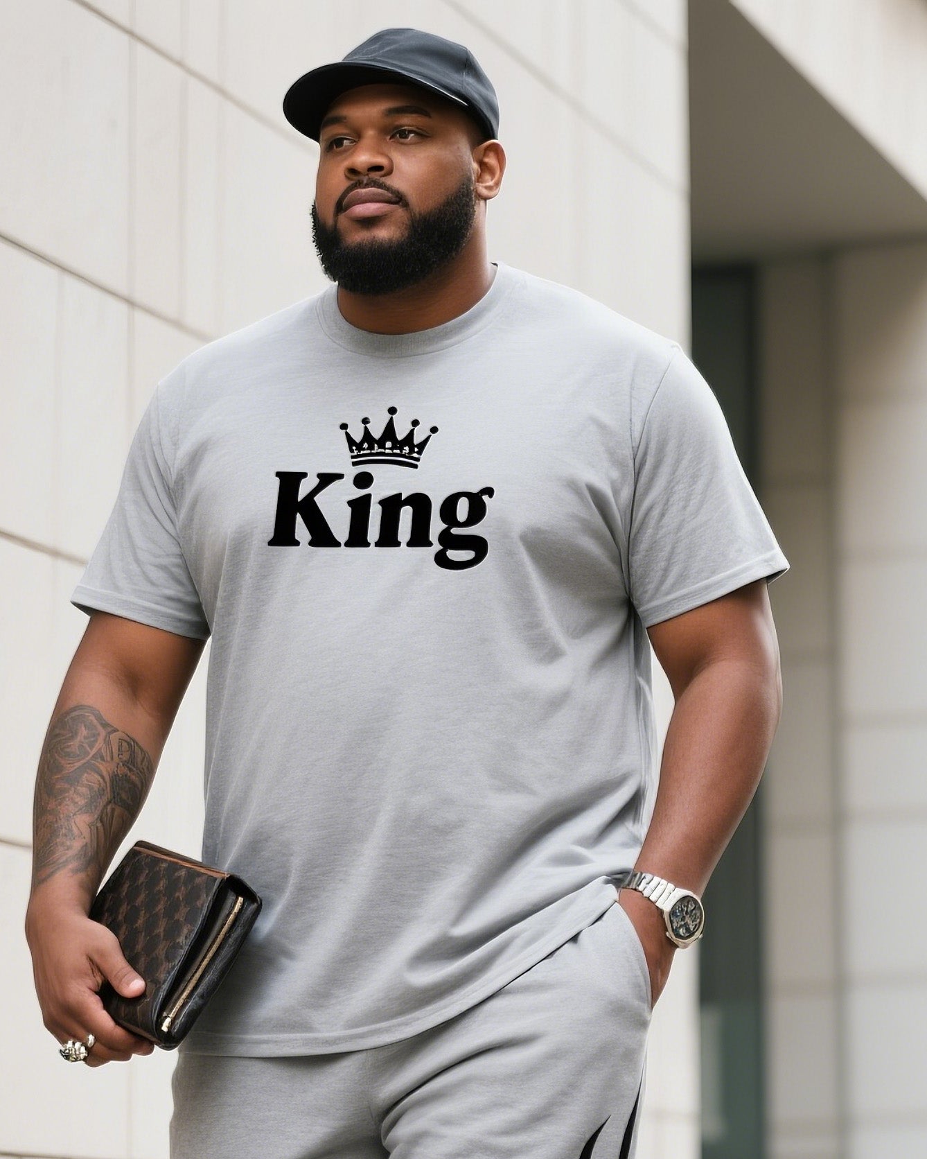 Big & Tall Graphic Streetwear T-Shirt Pants Set for big men view 2