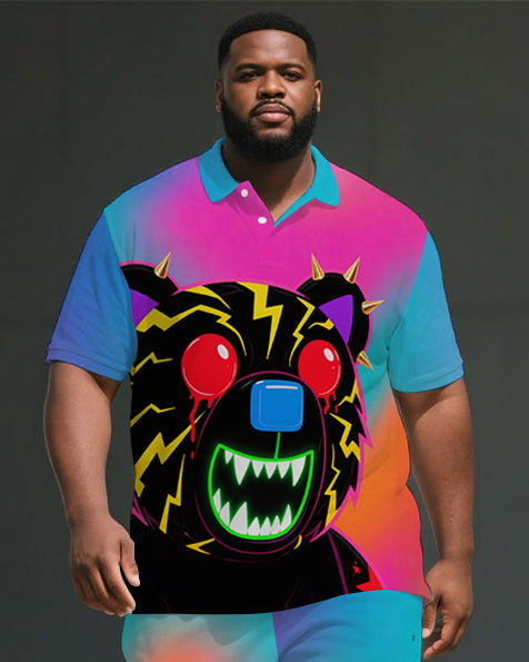 Big & Tall Gradient Polo Shorts Set for big men view 2