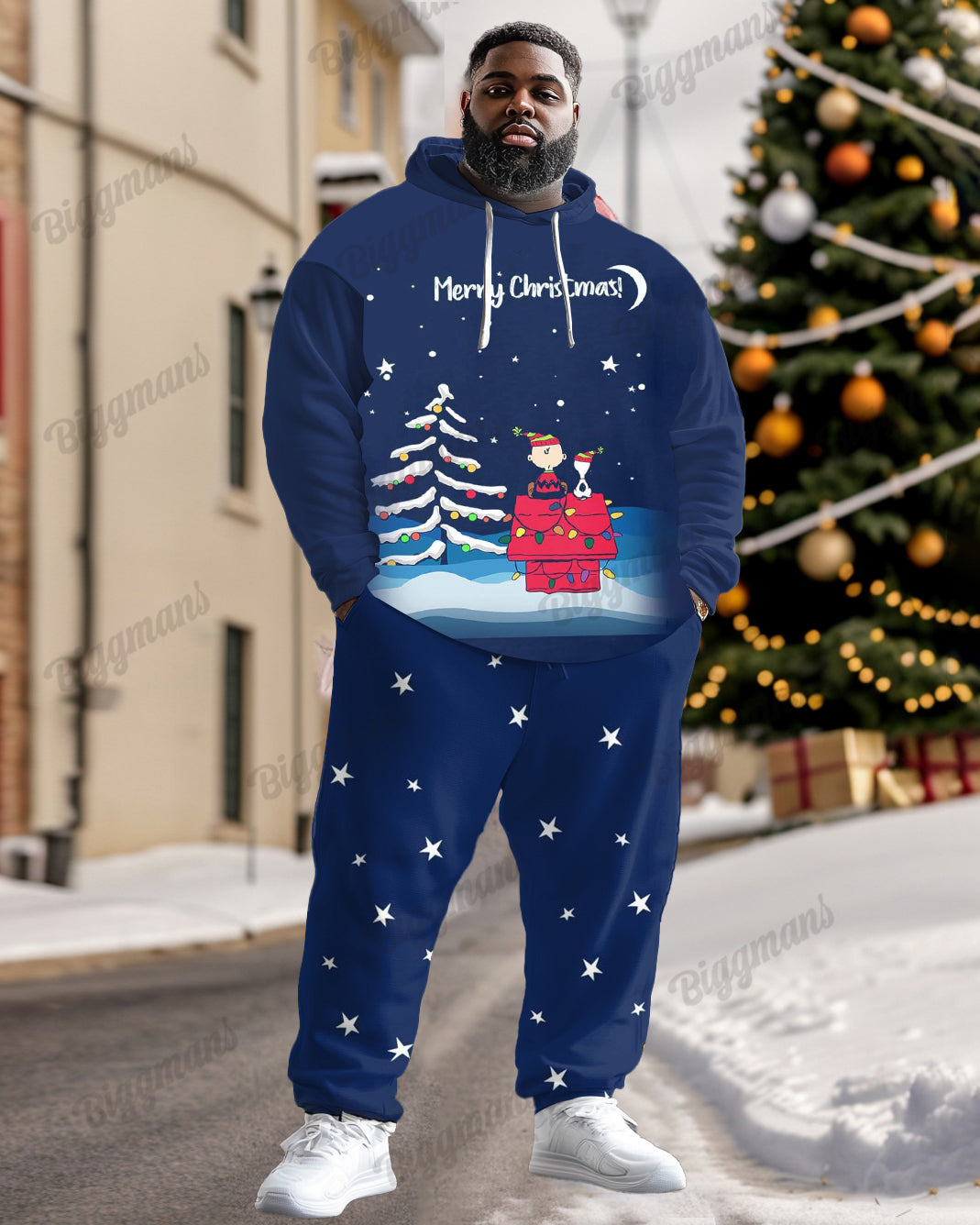 Big & Tall Streetwear Hoodie Sweatpants Set for big men view 1