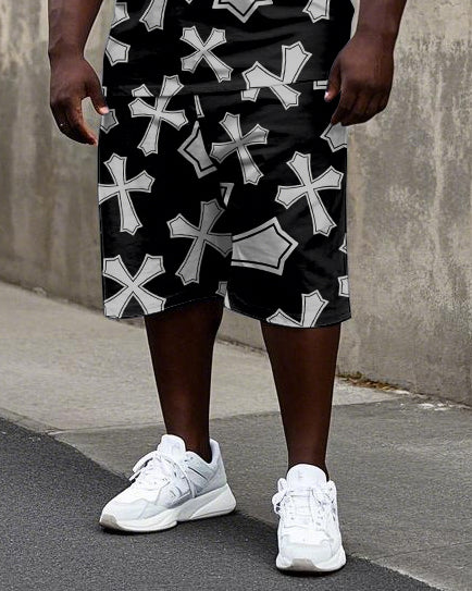 Big & Tall Streetwear T-Shirt Shorts Set for big men view 3