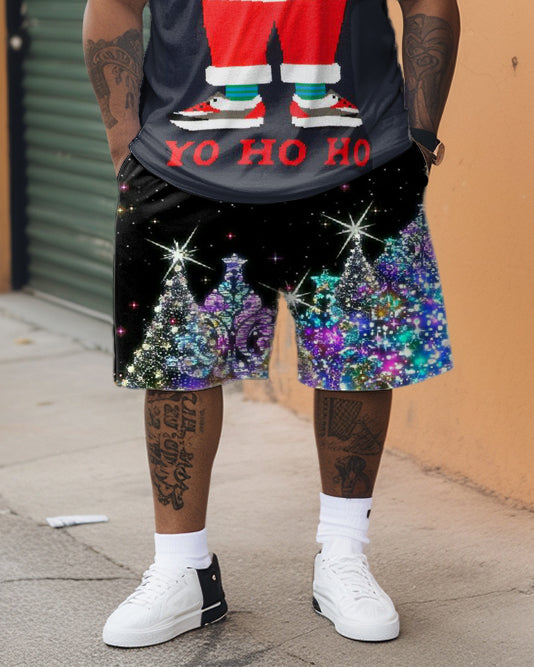 Big & Tall Business Casual T-Shirt Shorts Set for big men view 3