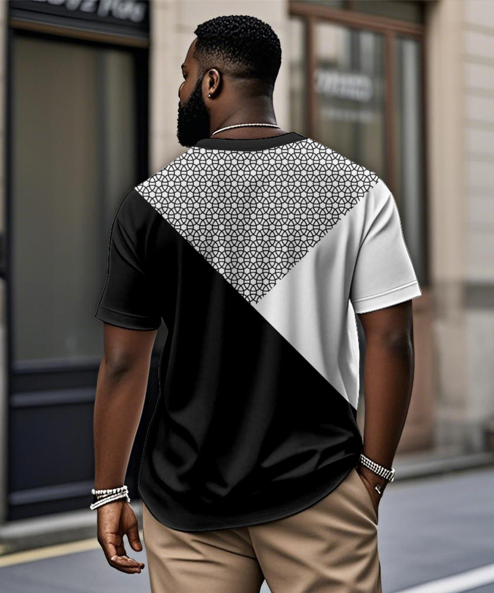 Big & Tall Black White Colorblock T-Shirt for big men view 2