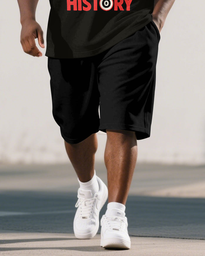Big & Tall Black Juneteenth Graphic Polo Shorts Set for big men view 3